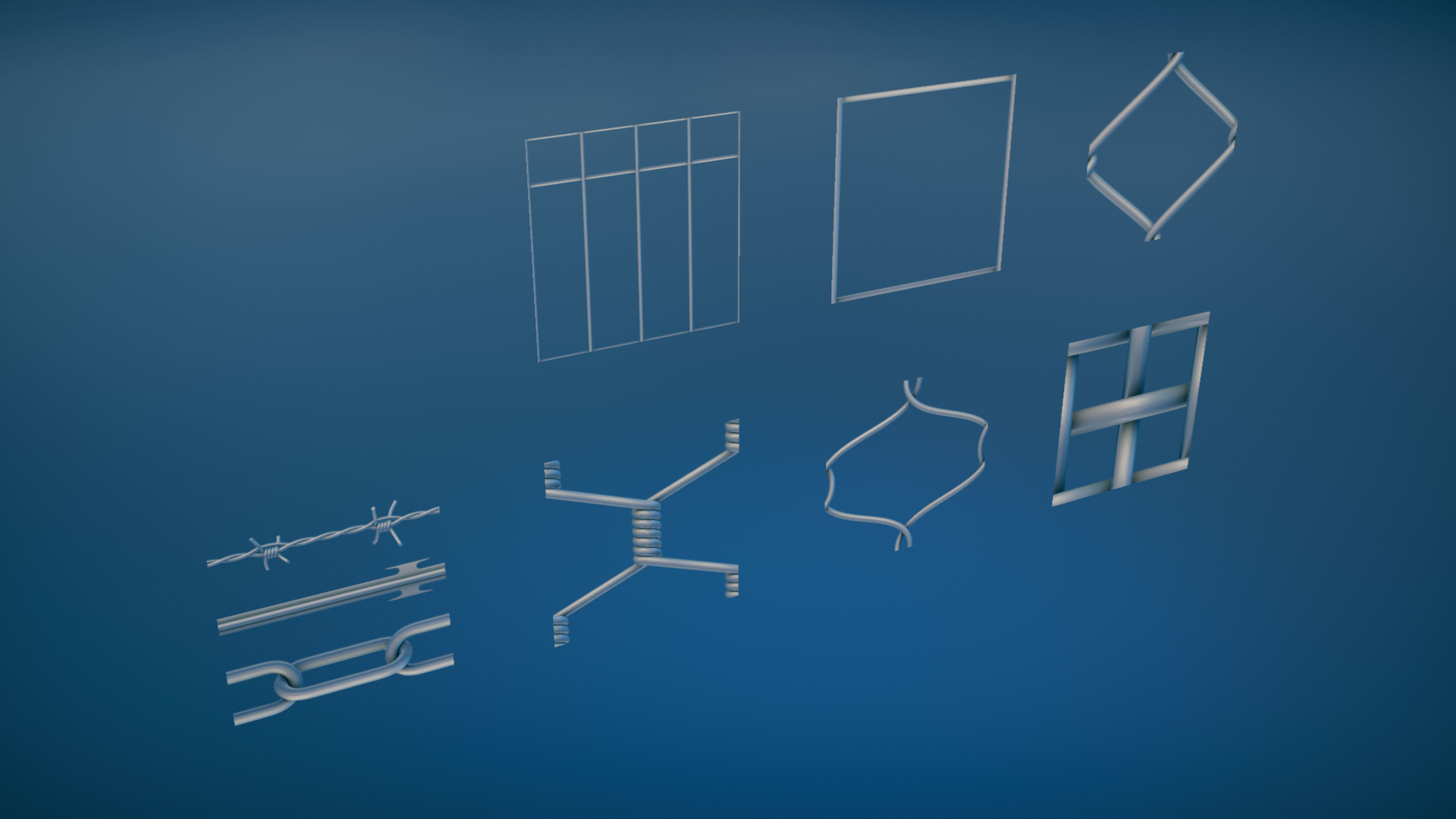 Fence Pack Low-poly 3D model_8