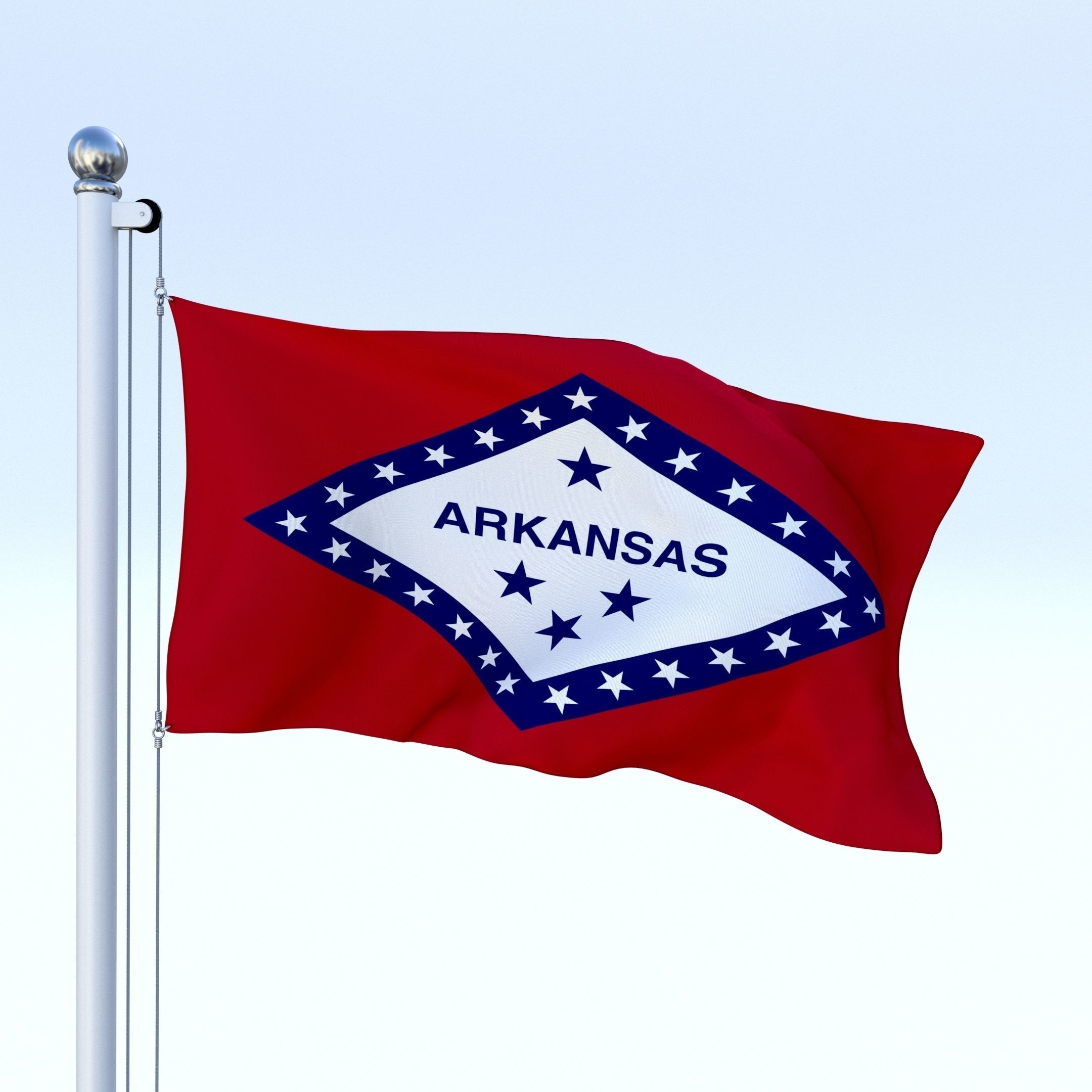 Animated Arkansas Flag Low-poly 3D model_2