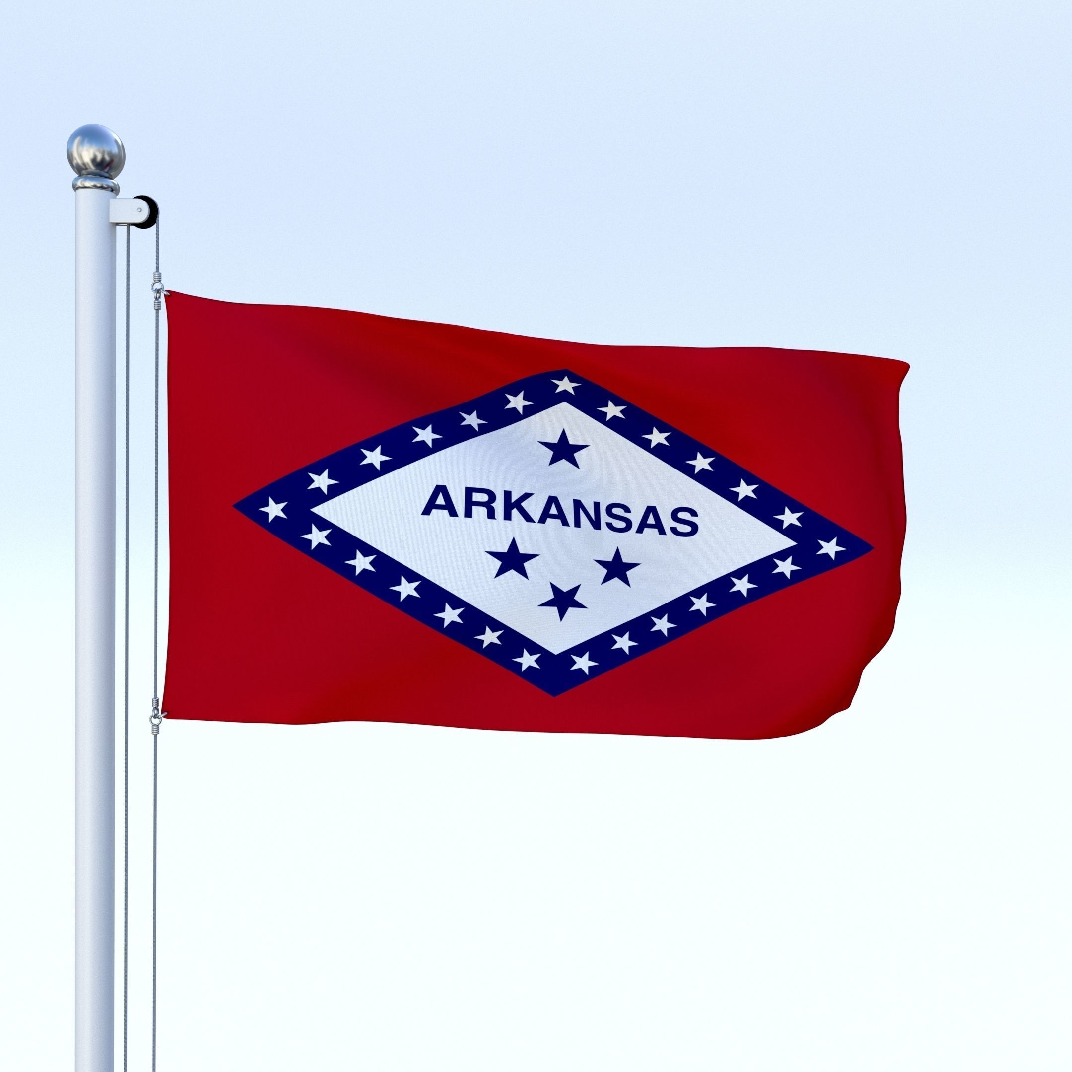 Animated Arkansas Flag Low-poly 3D model_4