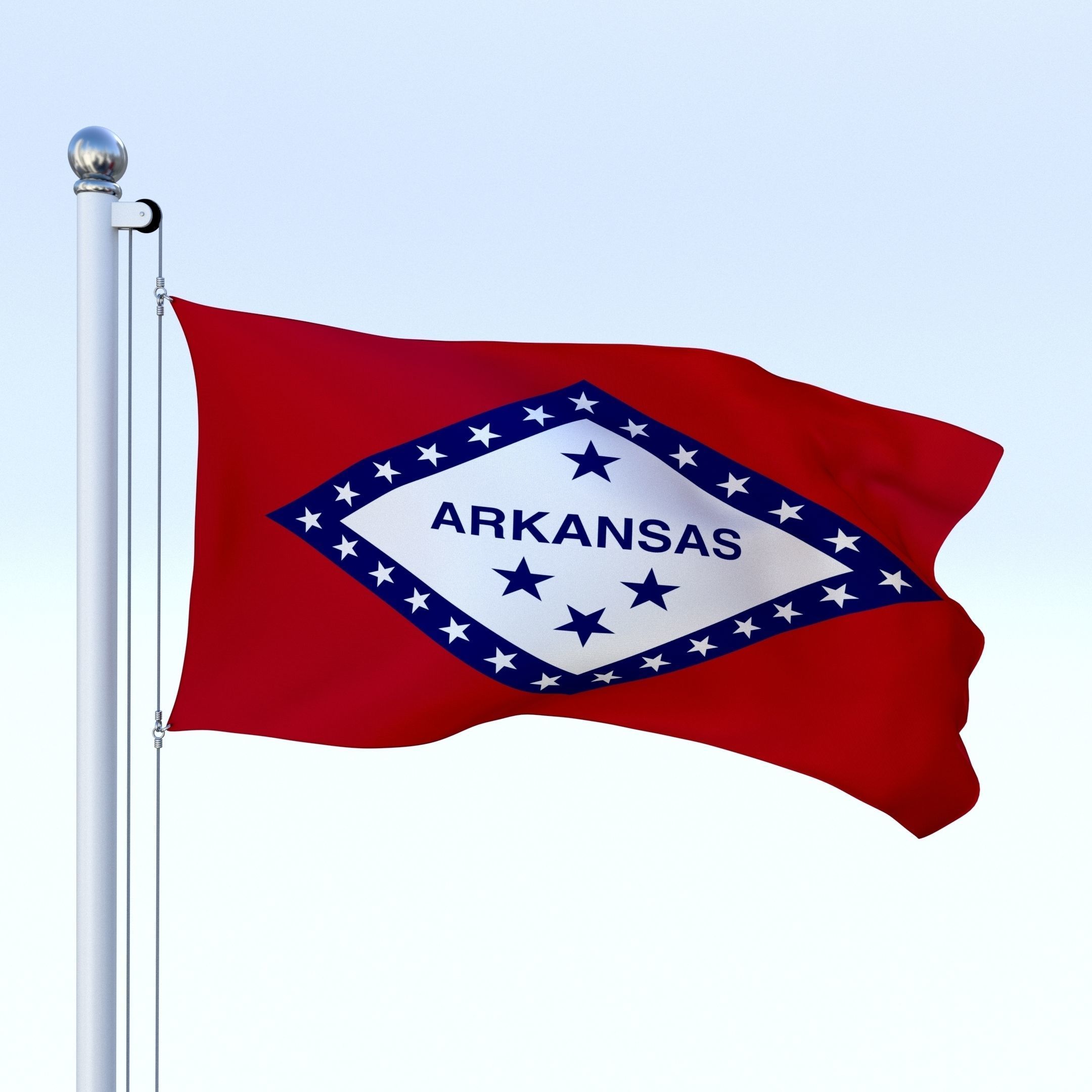 Animated Arkansas Flag Low-poly 3D model_5