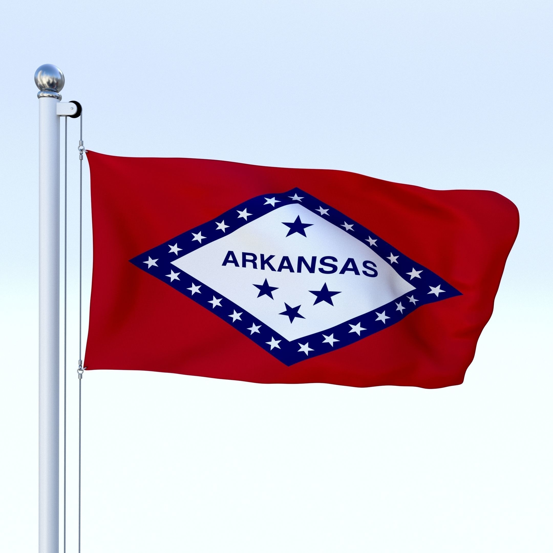 Animated Arkansas Flag Low-poly 3D model_7