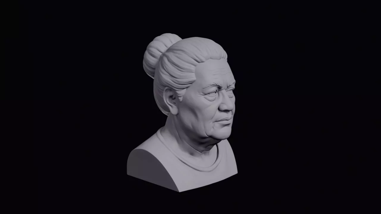 Old Cook Islander Woman With Thick Bun Bust 3D print model