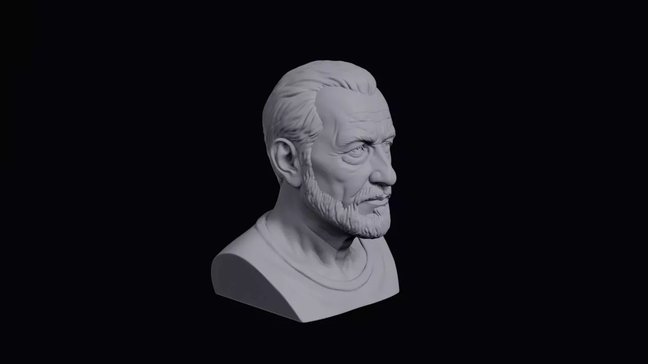 Old Circassian Man With Close-Trimmed Beard Bust 3D print model