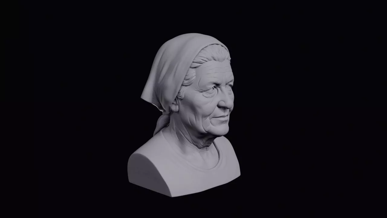 Old Bulgarian Woman With Wide Face Bust 3D print model