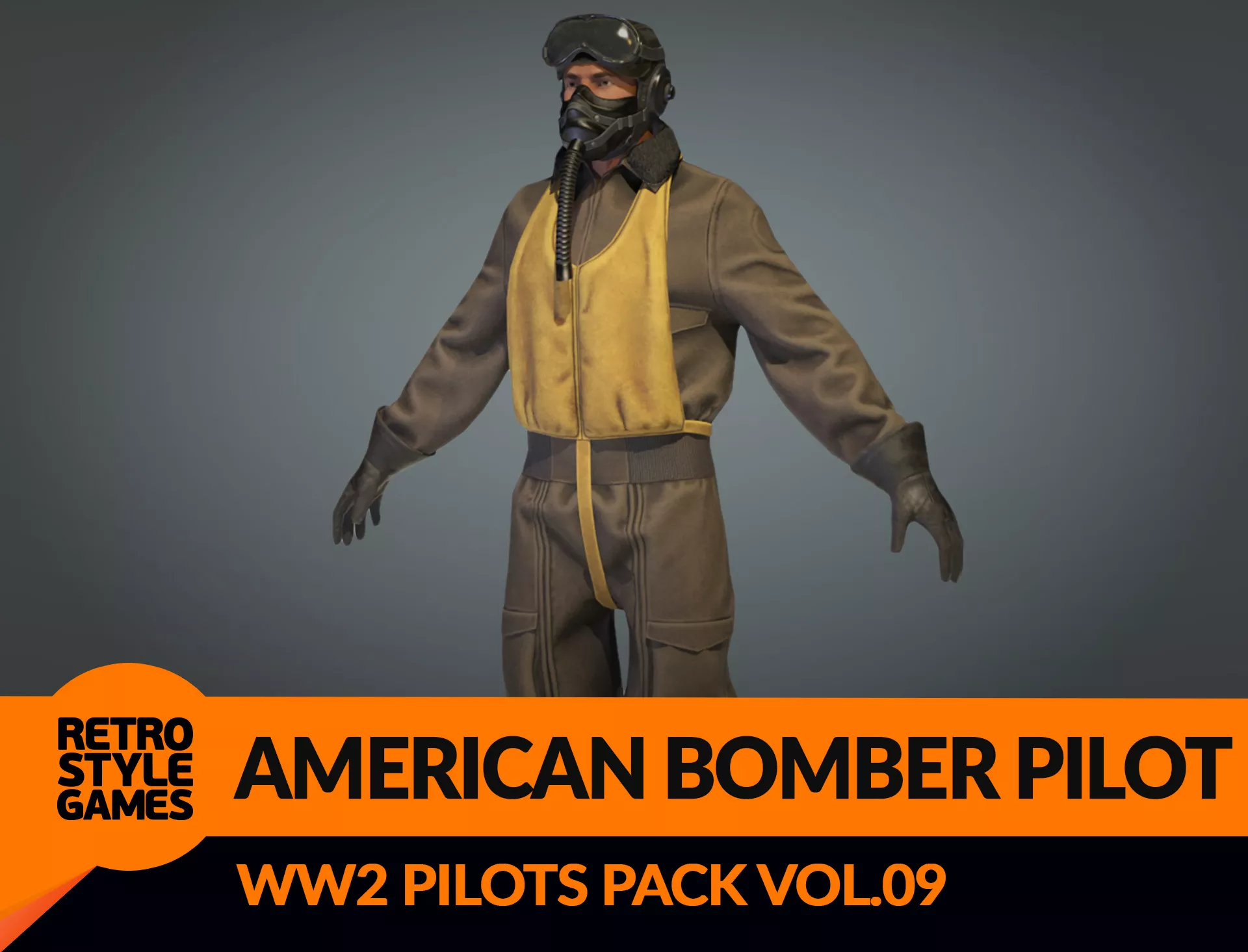 USAAF Bomber Pilot - Low Poly Rigged WW2 Character 3D Model Low-poly 3D model