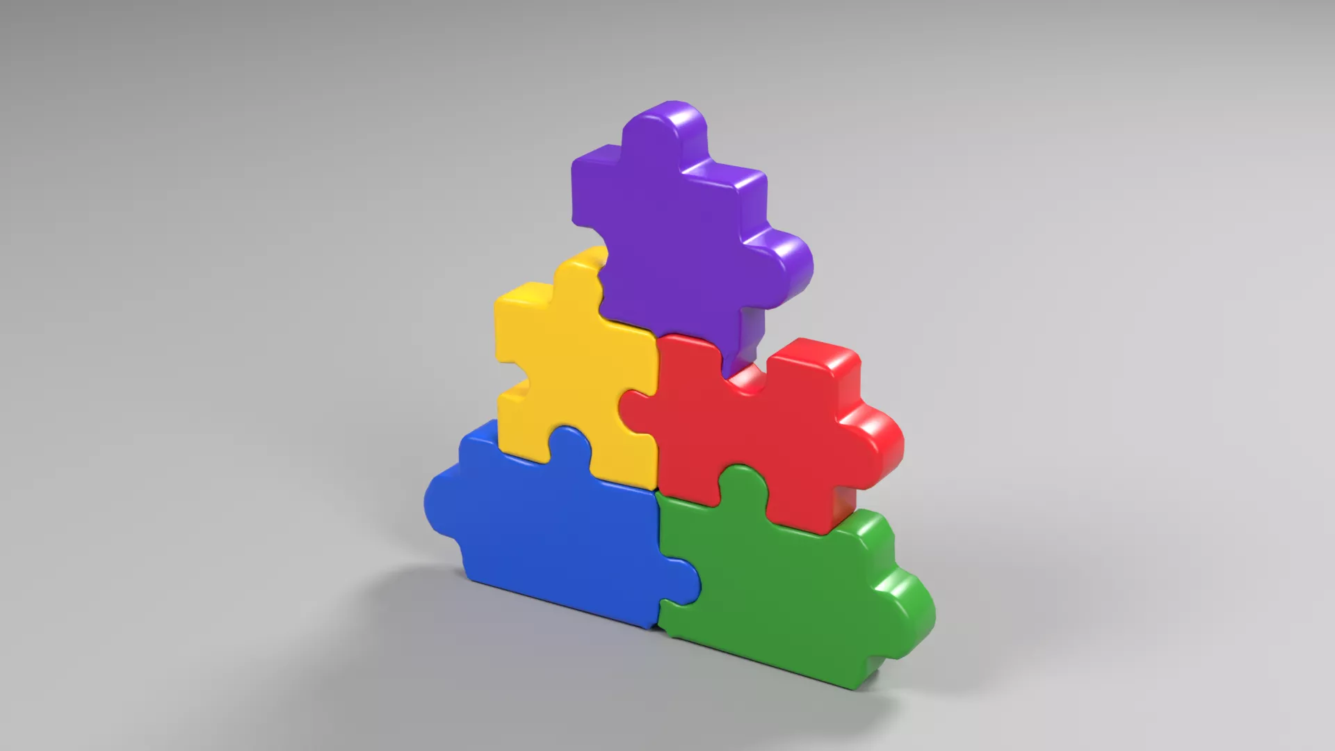 Colorful Stacked Jigsaw Piece Tower Low-poly 3D model
