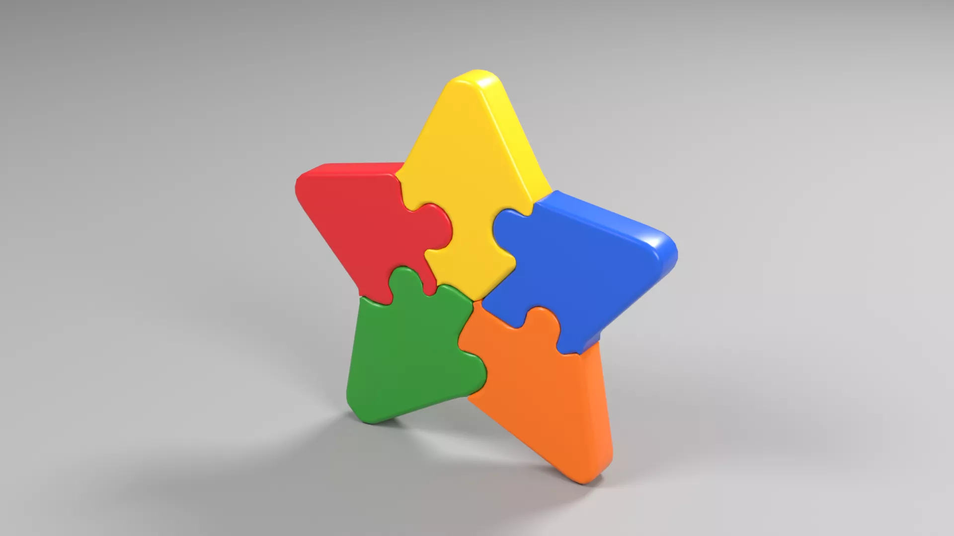 Bright Star Shaped Puzzle Assembly Low-poly 3D model