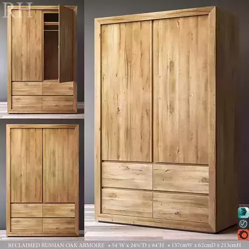 RH RECLAIMED RUSSIAN OAK ARMOIRE