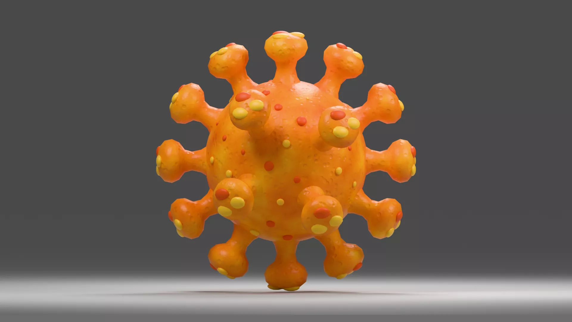 Orange Virus Particle with Rounded Spikes Low-poly 3D model