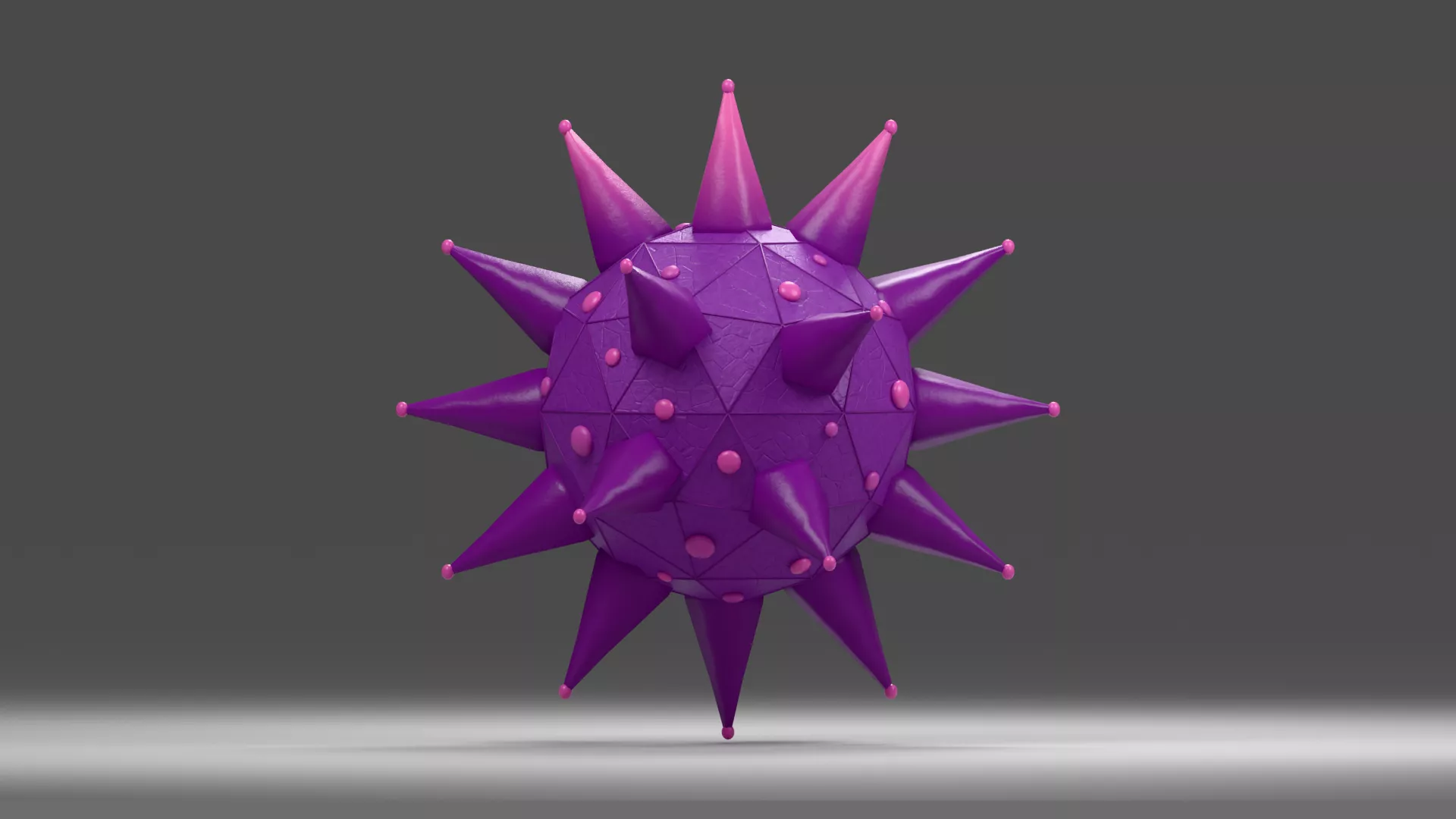 Purple Spiked Pathogen Visualization Low-poly 3D model