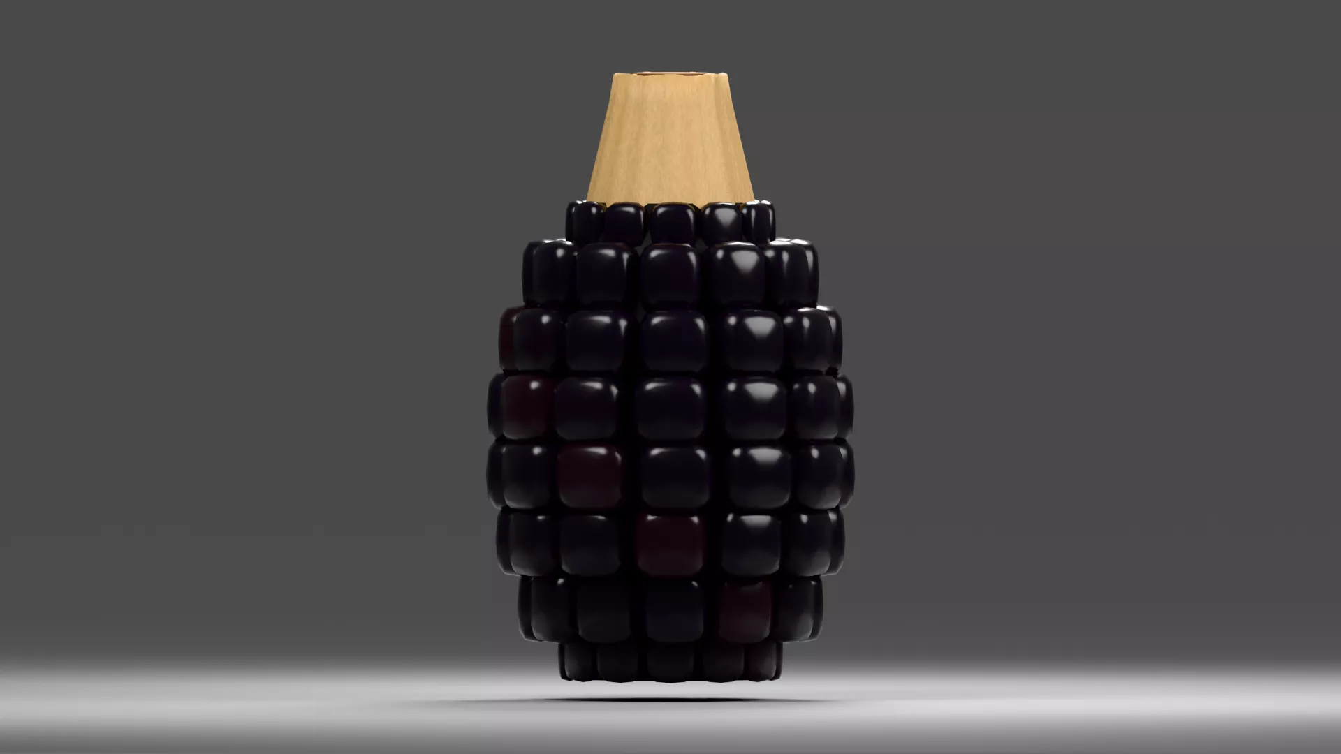 Short Black Maize Cob with Exposed Stem Low-poly 3D model