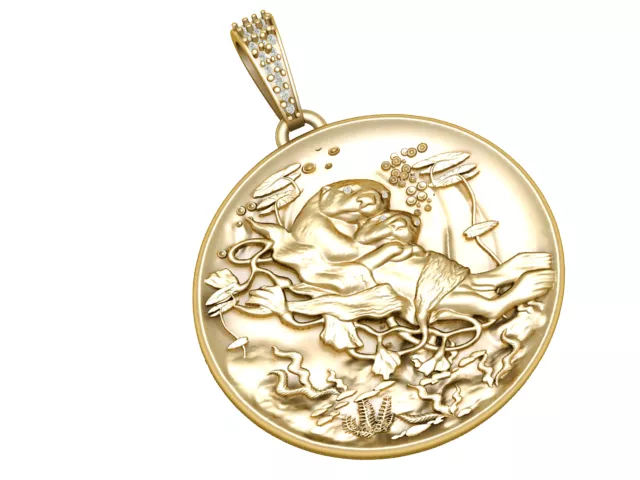Golden Embossed Animal Scene Pendant 3D print model
