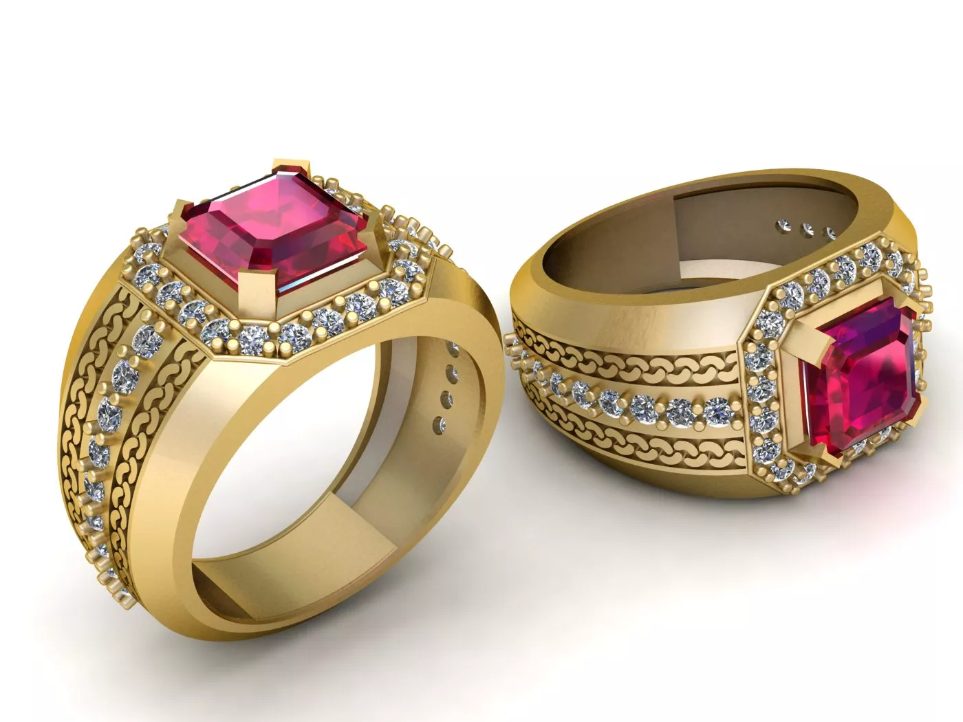 Ruby Diamond Statement Ring 3D print model
