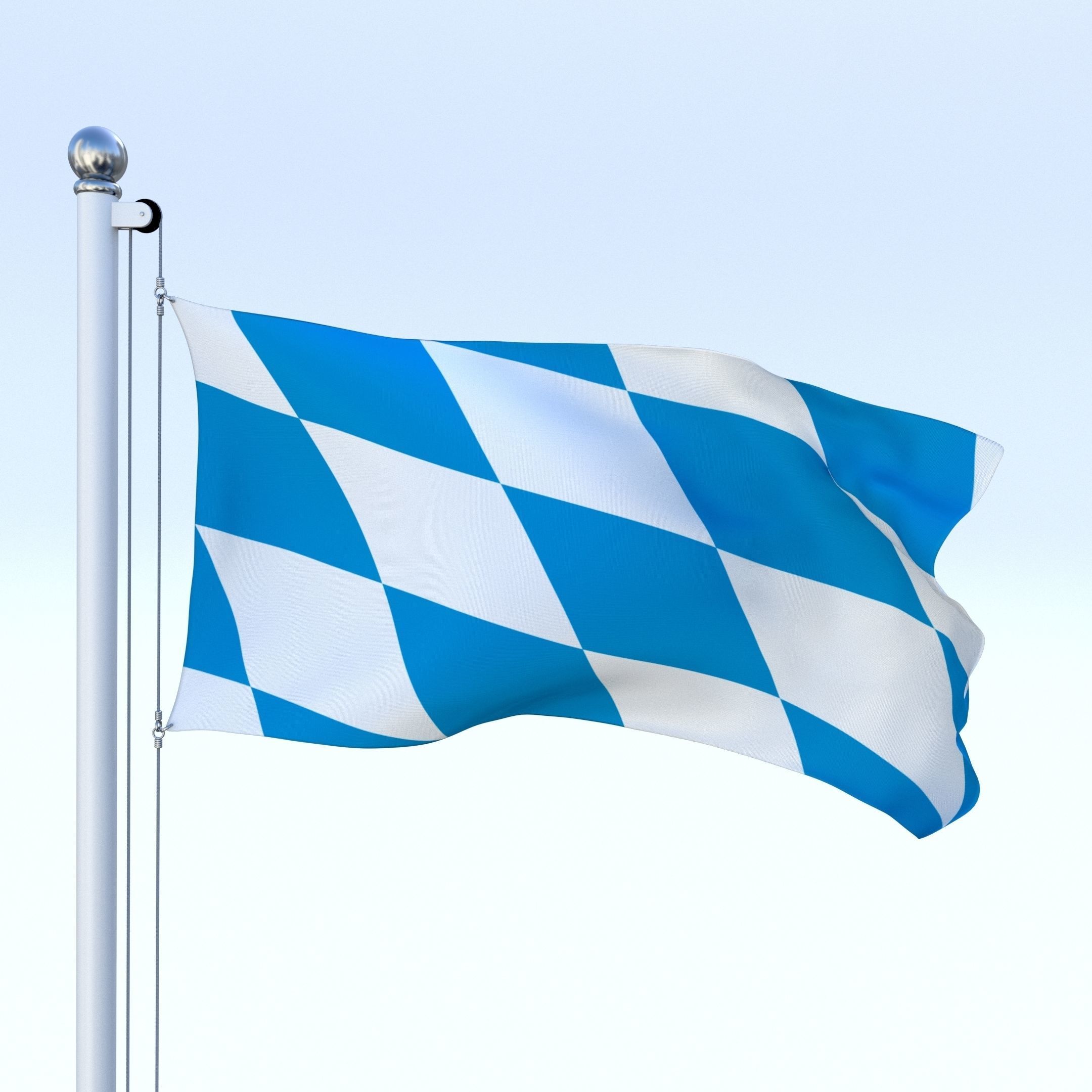 Animated Bavaria German State Flag Low-poly 3D model_2