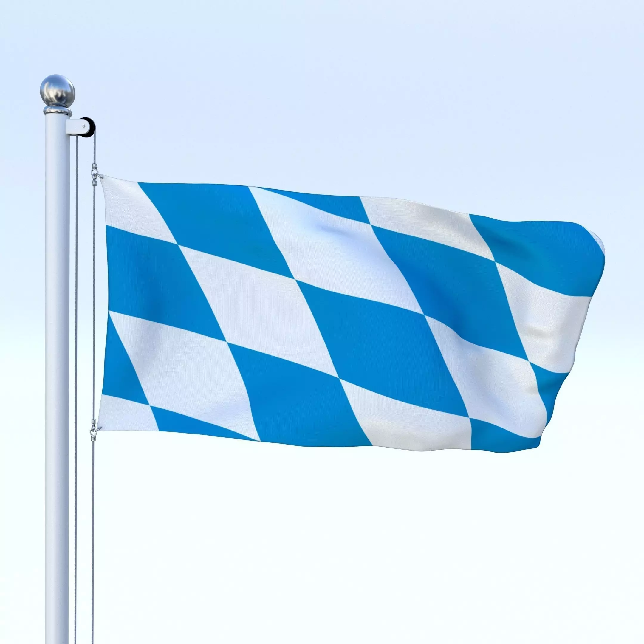 Animated Bavaria German State Flag Low-poly 3D model_0