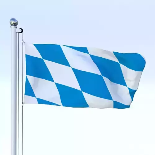 Animated Bavaria German State Flag Low-poly 3D model