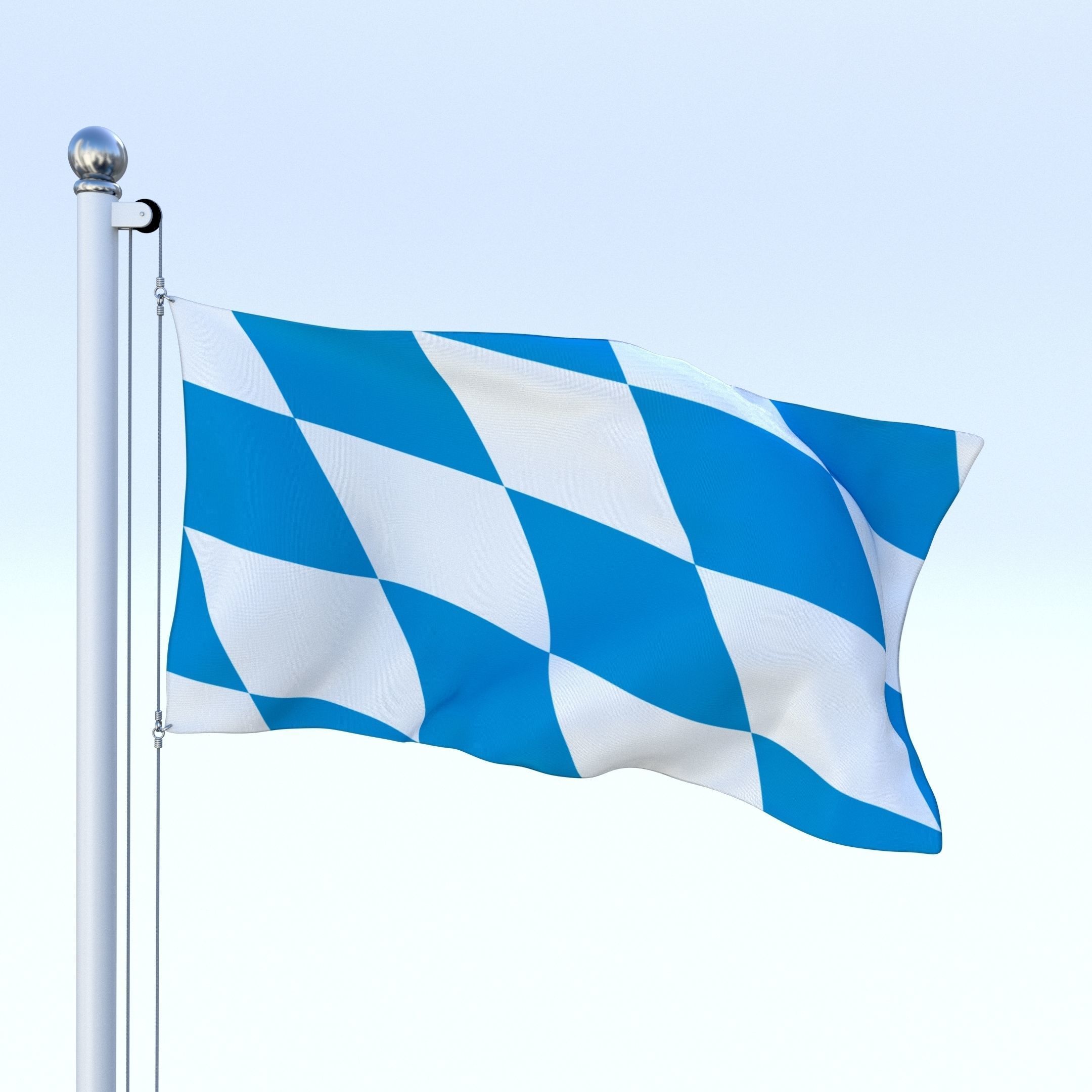Animated Bavaria German State Flag Low-poly 3D model_3