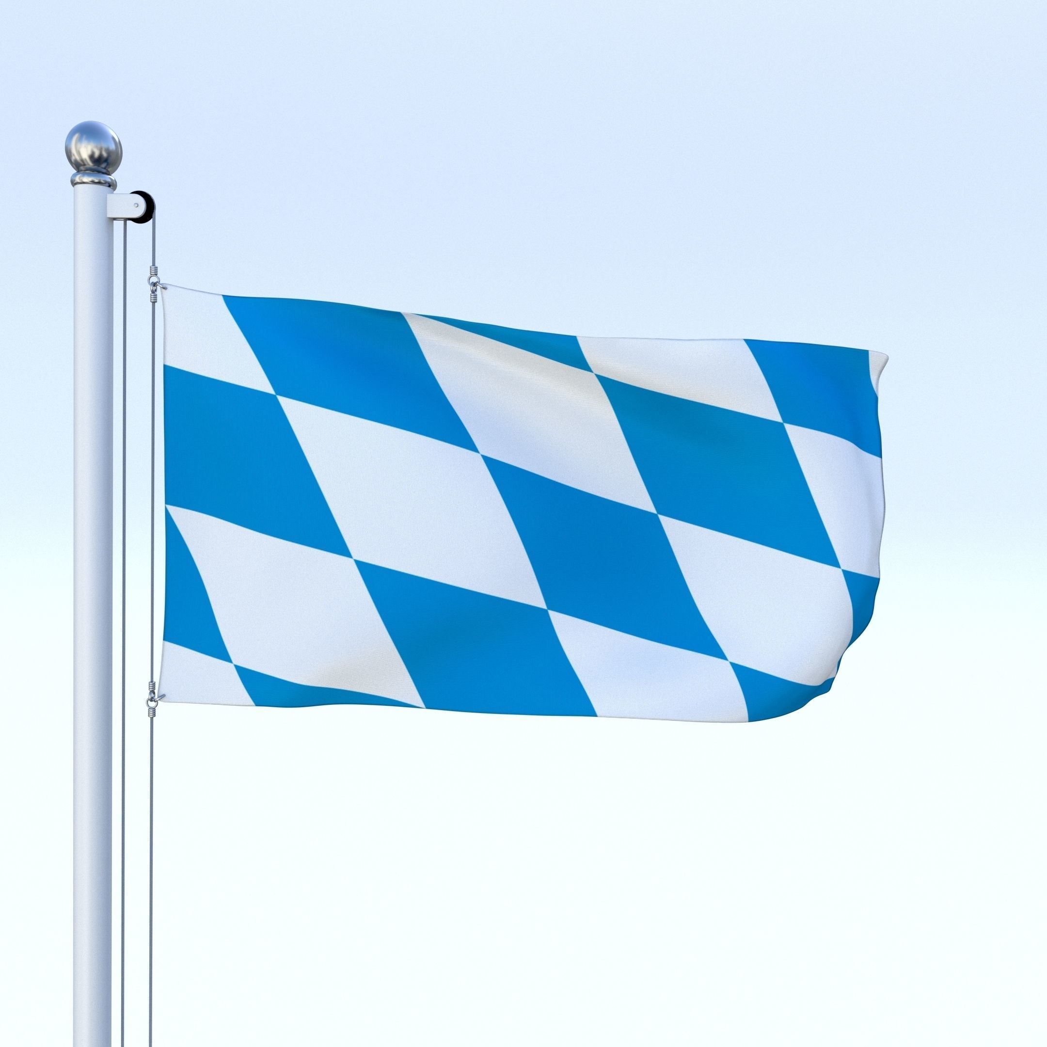 Animated Bavaria German State Flag Low-poly 3D model_4