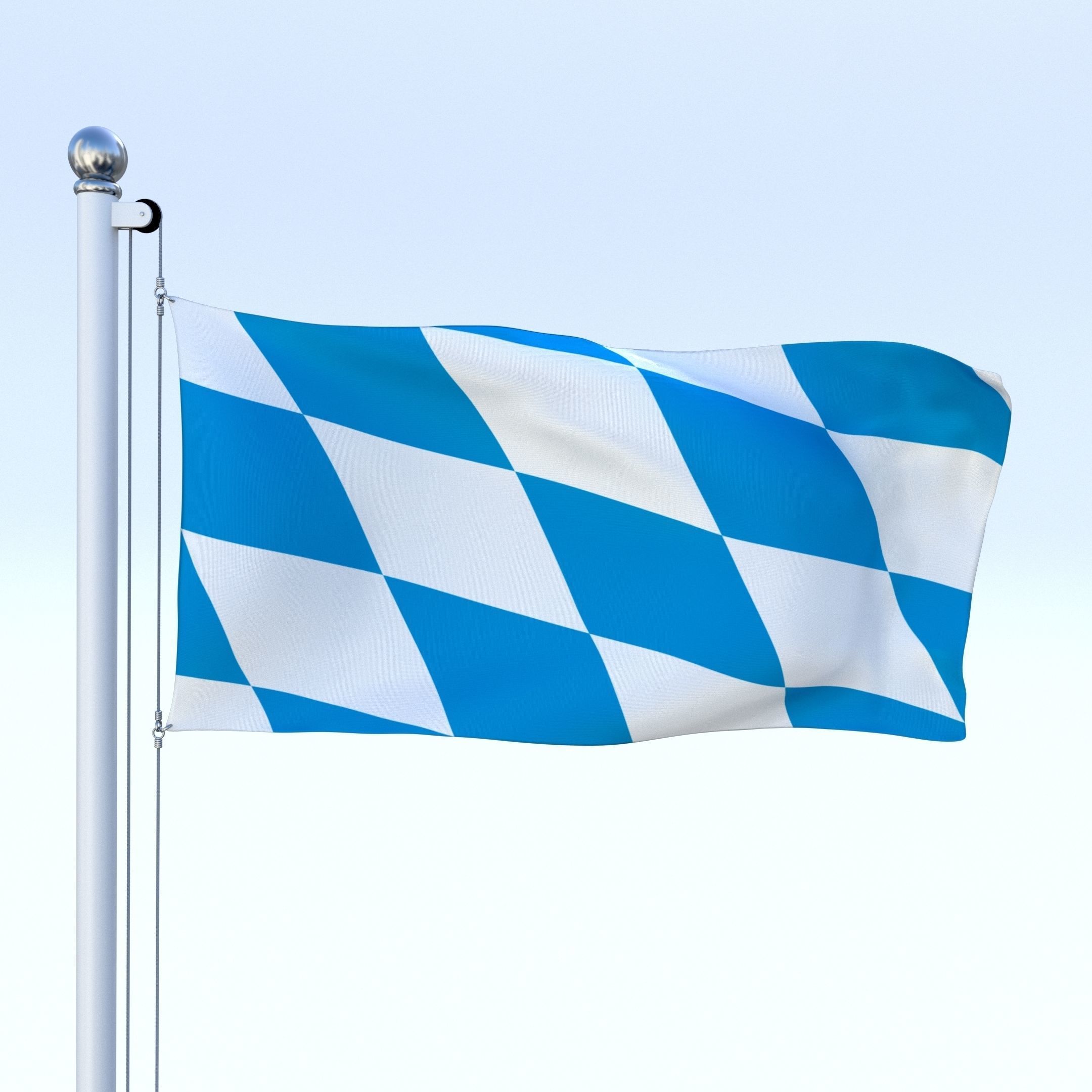 Animated Bavaria German State Flag Low-poly 3D model_5