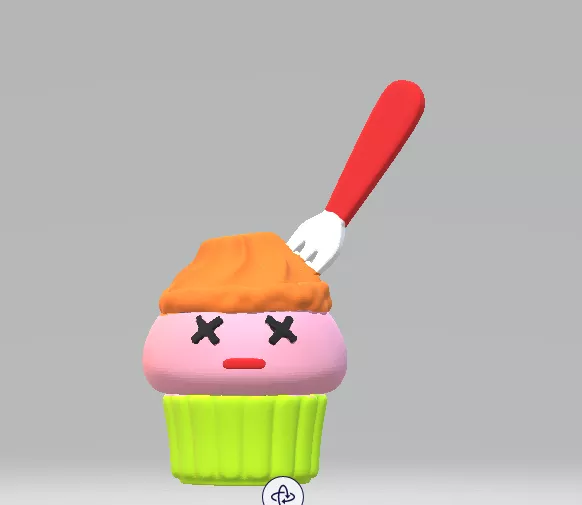 Cute Ice Cream Cupcake with Fork 3D print model