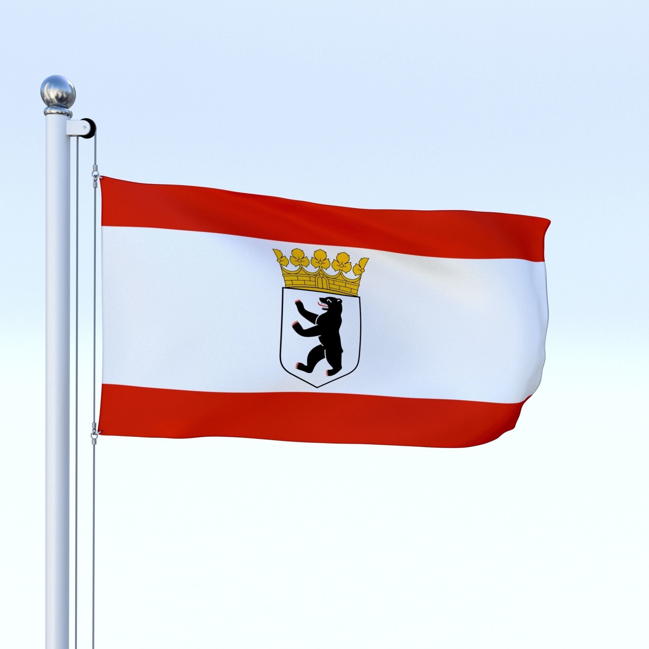 Animated Berlin German State Flag Low-poly 3D model_5