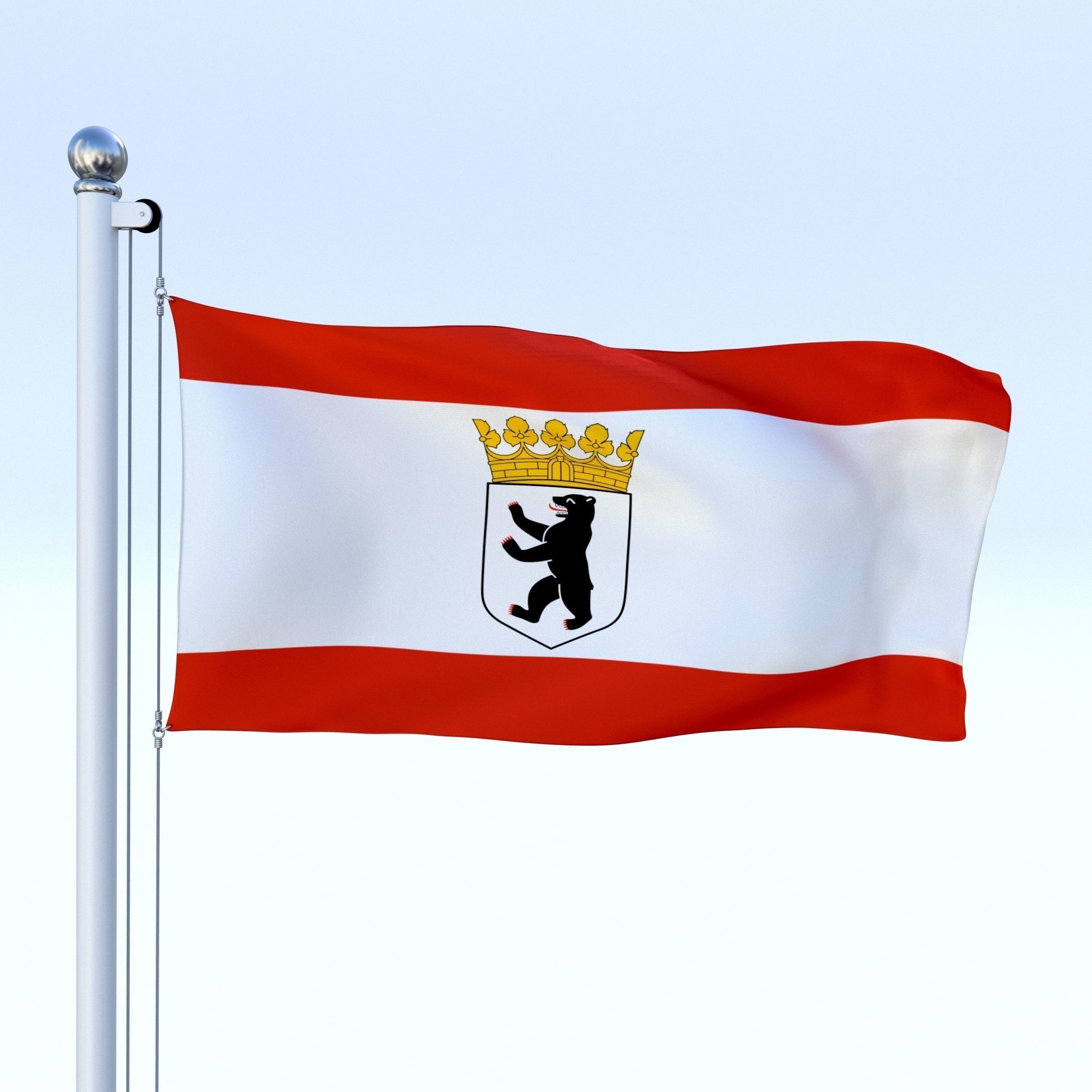 Animated Berlin German State Flag Low-poly 3D model_2