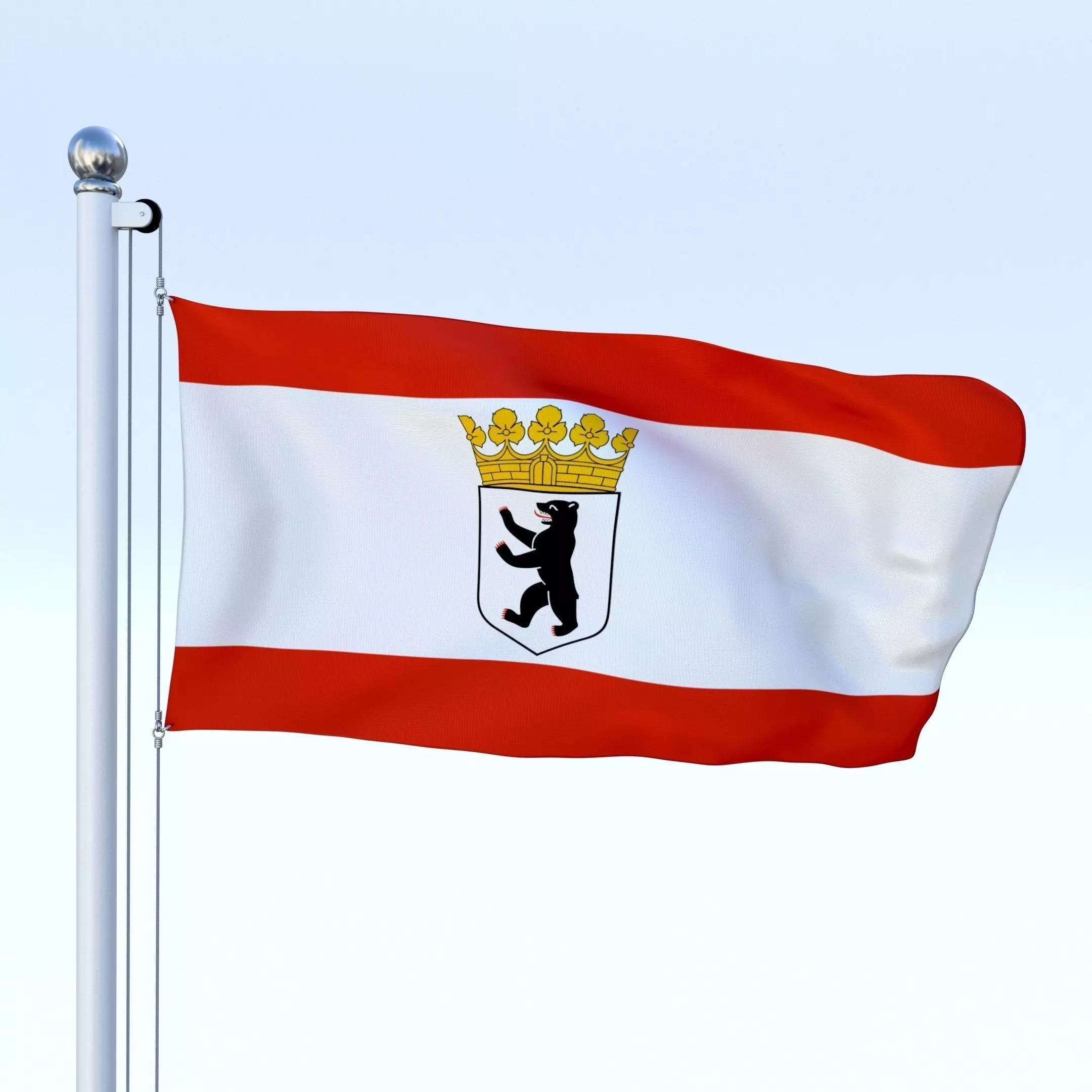 Animated Berlin German State Flag Low-poly 3D model_0