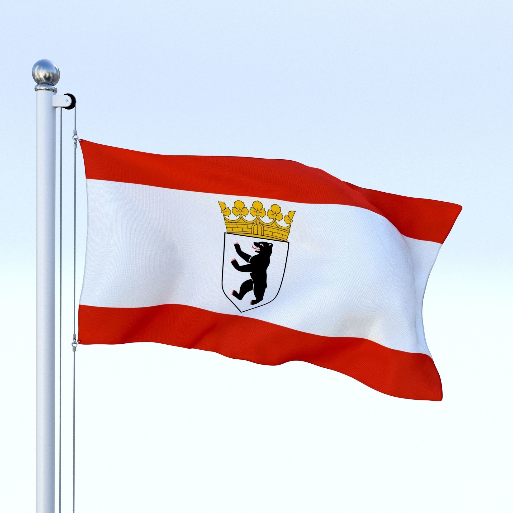 Animated Berlin German State Flag Low-poly 3D model_4