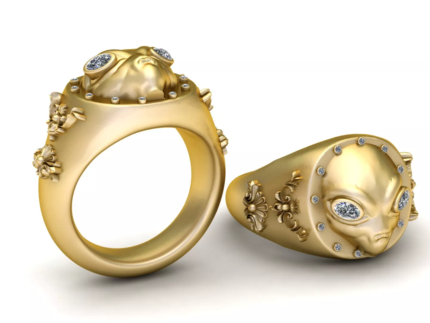 Alien Face Gemstone Ring 3D print model