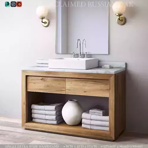 RH RECLAIMED RUSSIAN OAK SINGLE EXTRA-WIDE WASHSTAND