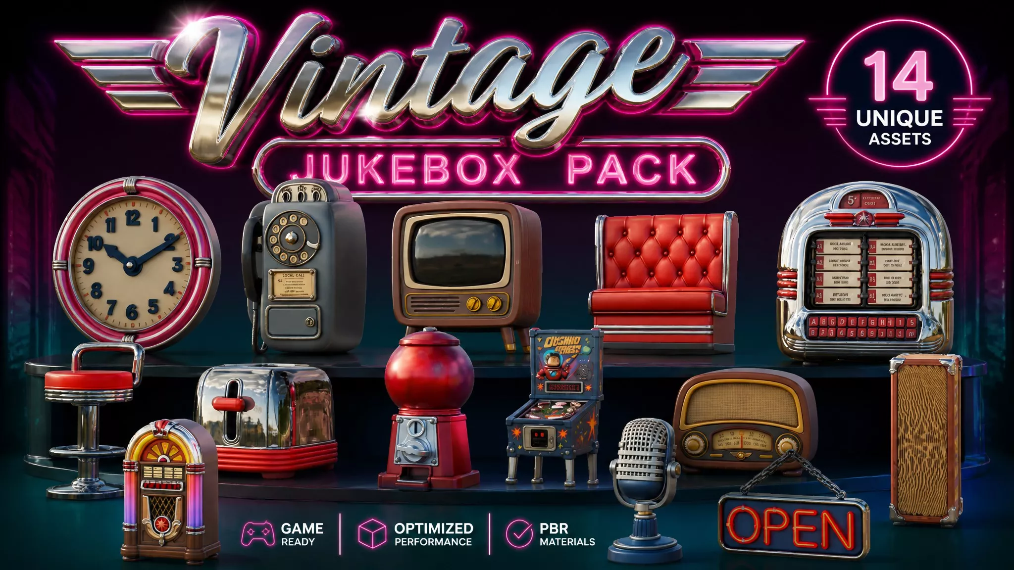 Vintage Jukebox Pack Low-poly 3D model