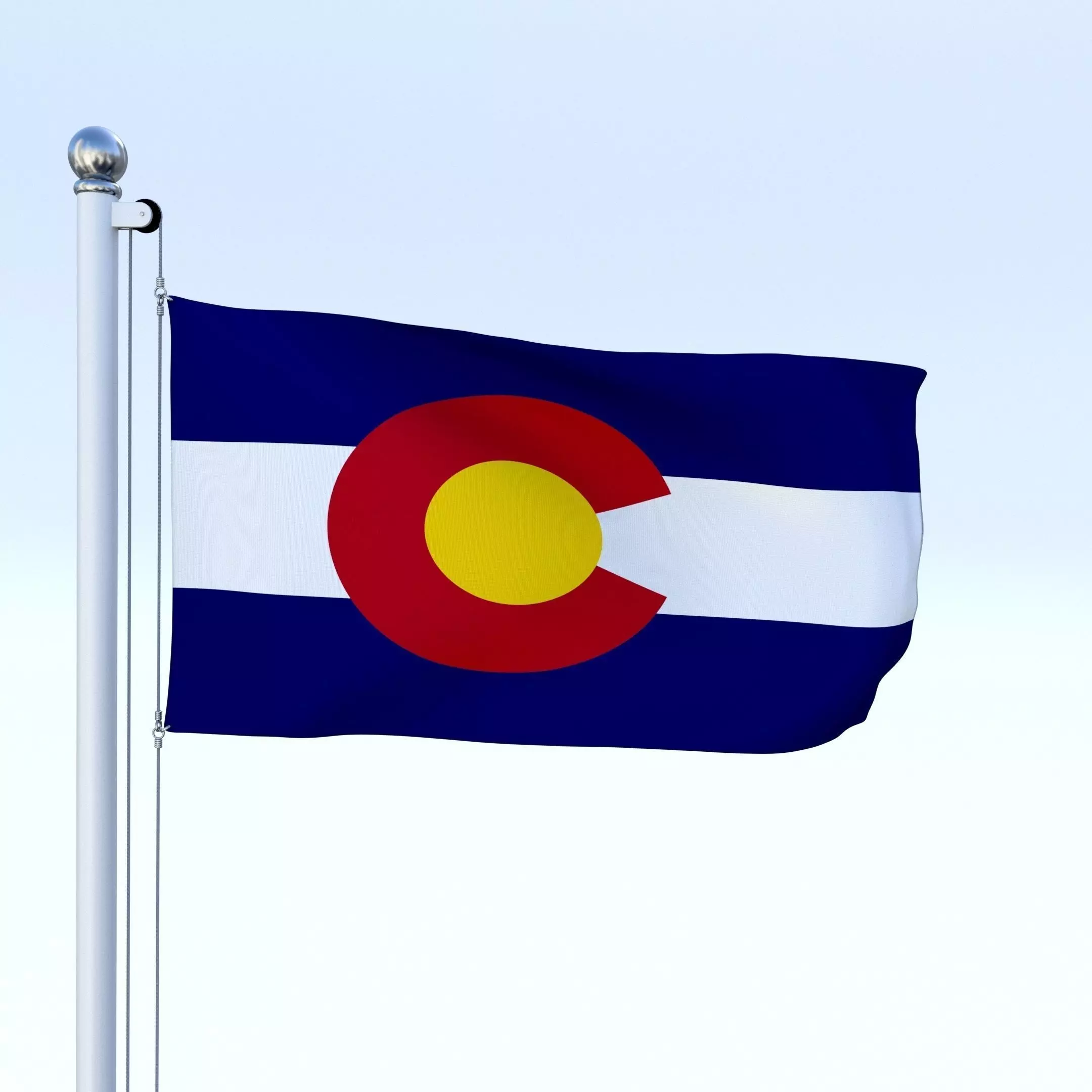Animated Colorado Flag Low-poly 3D model