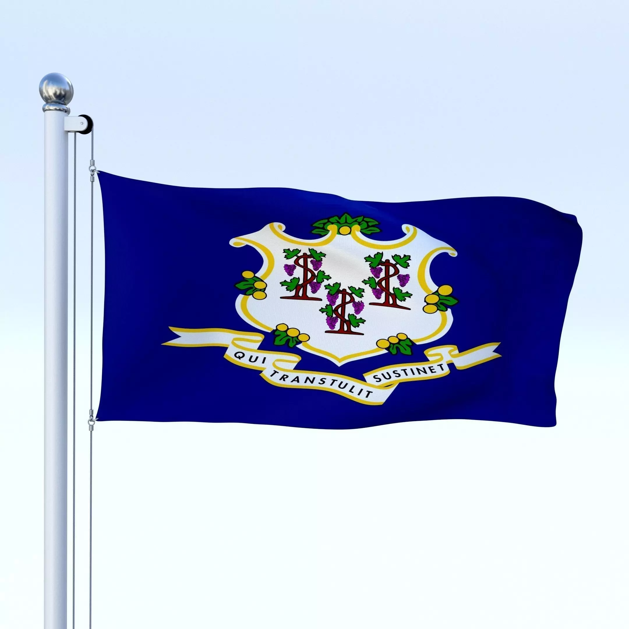 Animated Connecticut Flag Low-poly 3D model_0