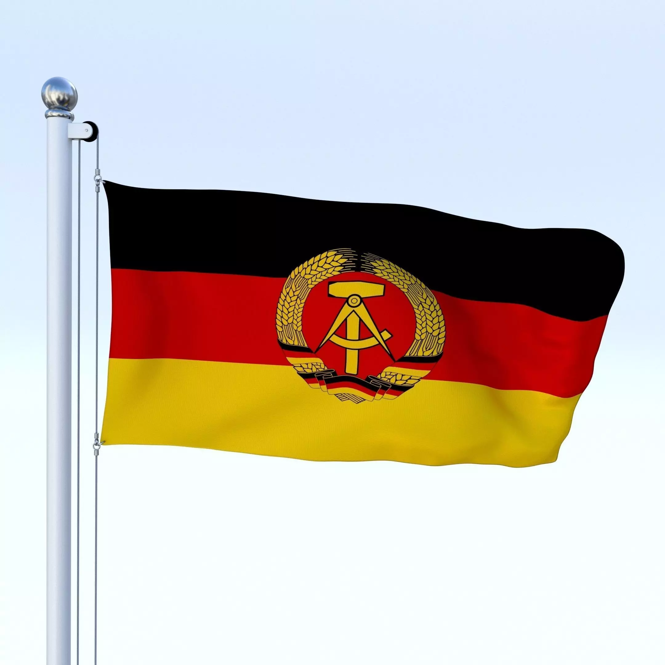 Animated East Germany Flag Low-poly 3D model