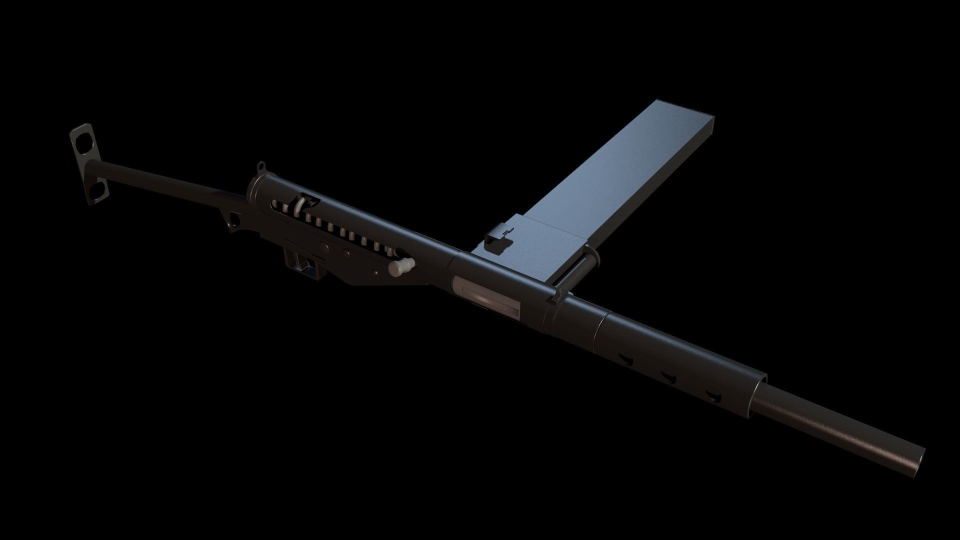 Sten Mark II Submachine Gun Low Polygon Model Low-poly 3D model_0