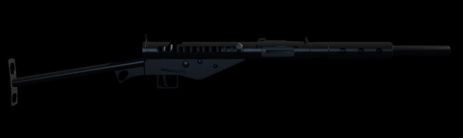 Sten Mark II Submachine Gun Low Polygon Model Low-poly 3D model_2