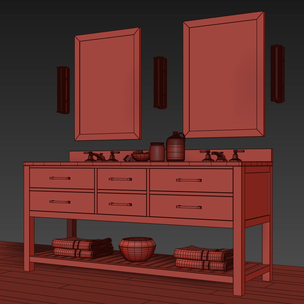 RH HUTTON DOUBLE WASHSTAND 3D model_10