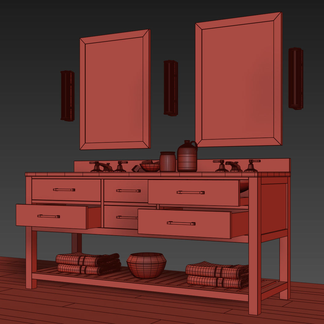 RH HUTTON DOUBLE WASHSTAND 3D model_9