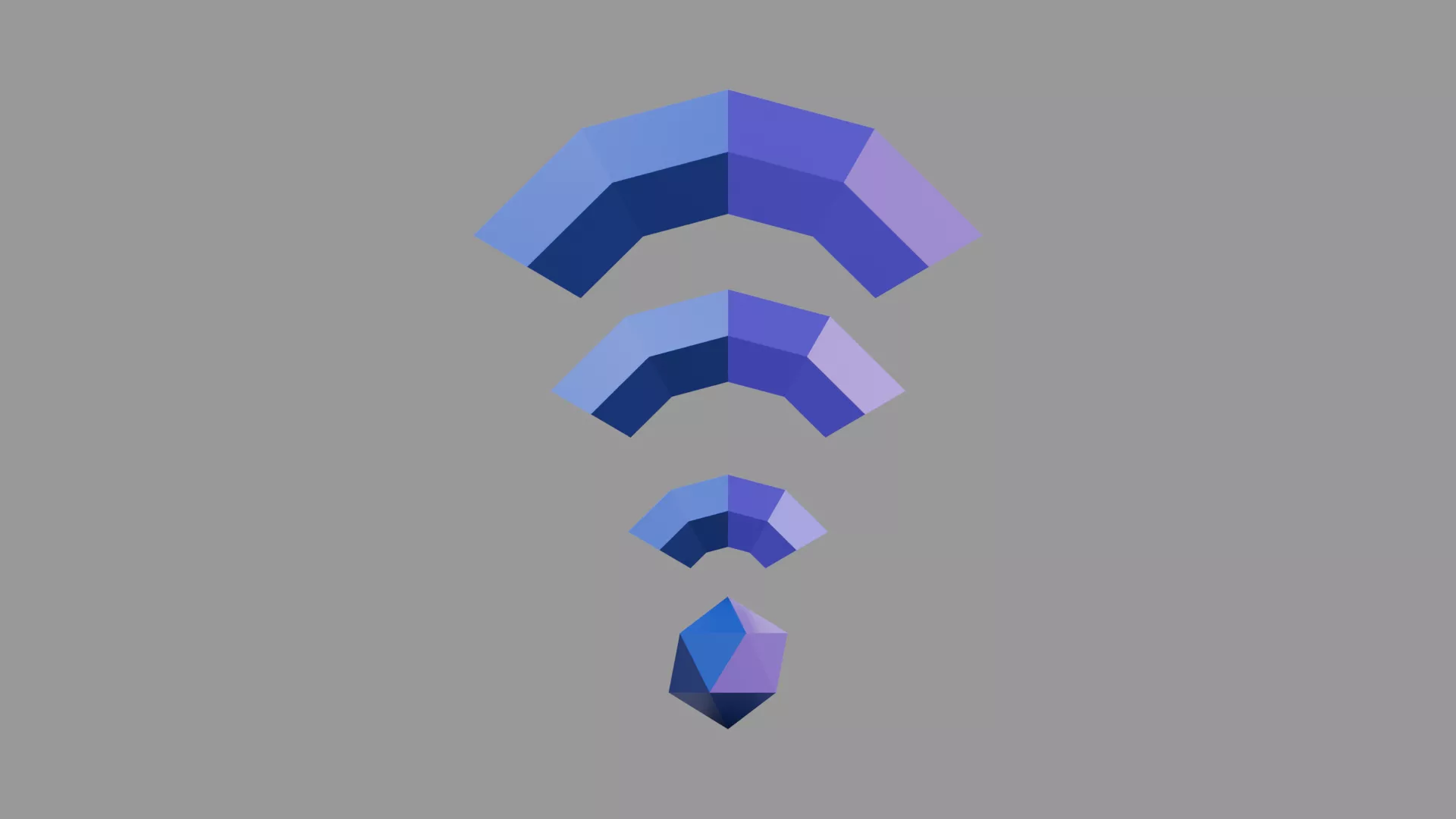 Faceted Blue Purple Wireless Signal Icon Low-poly 3D model