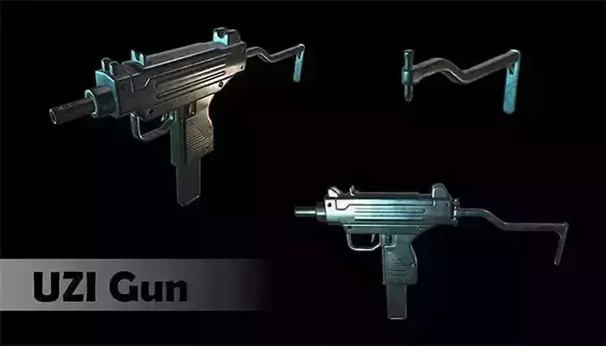 Uzi Gun Low-poly 3D model