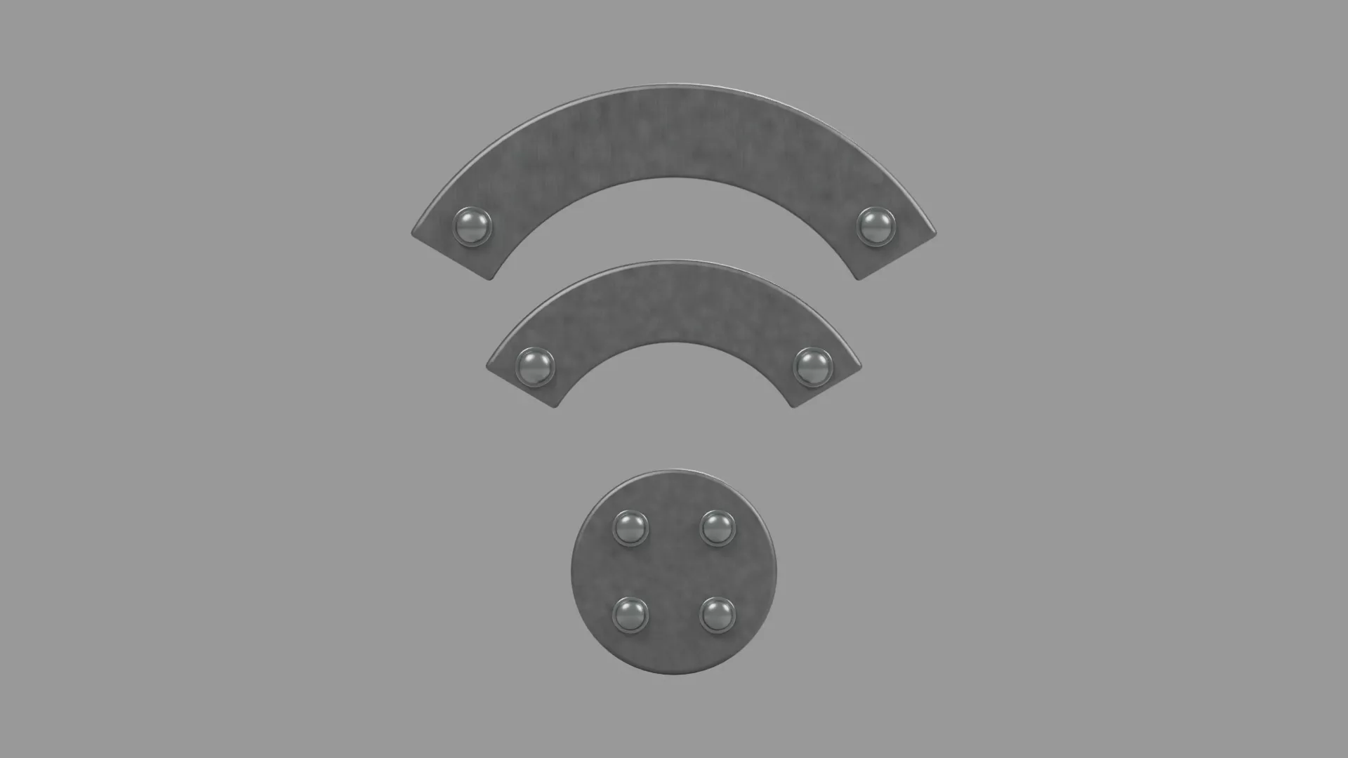 Dark Riveted Metal WiFi Symbol Low-poly 3D model