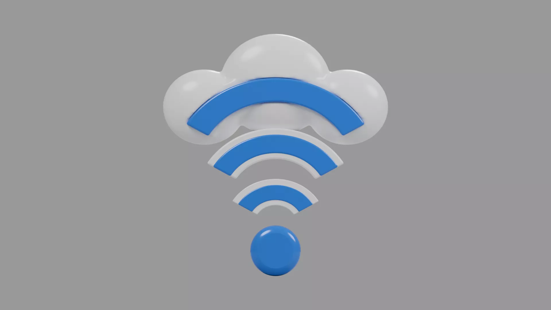 Blue Wireless Signal in White Cloud Low-poly 3D model