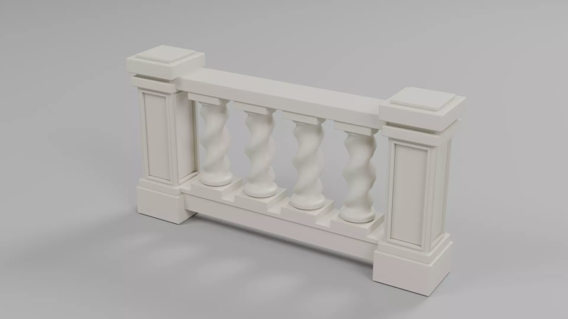 Classical Stone Balustrade with Spiral Spindles Low-poly 3D model