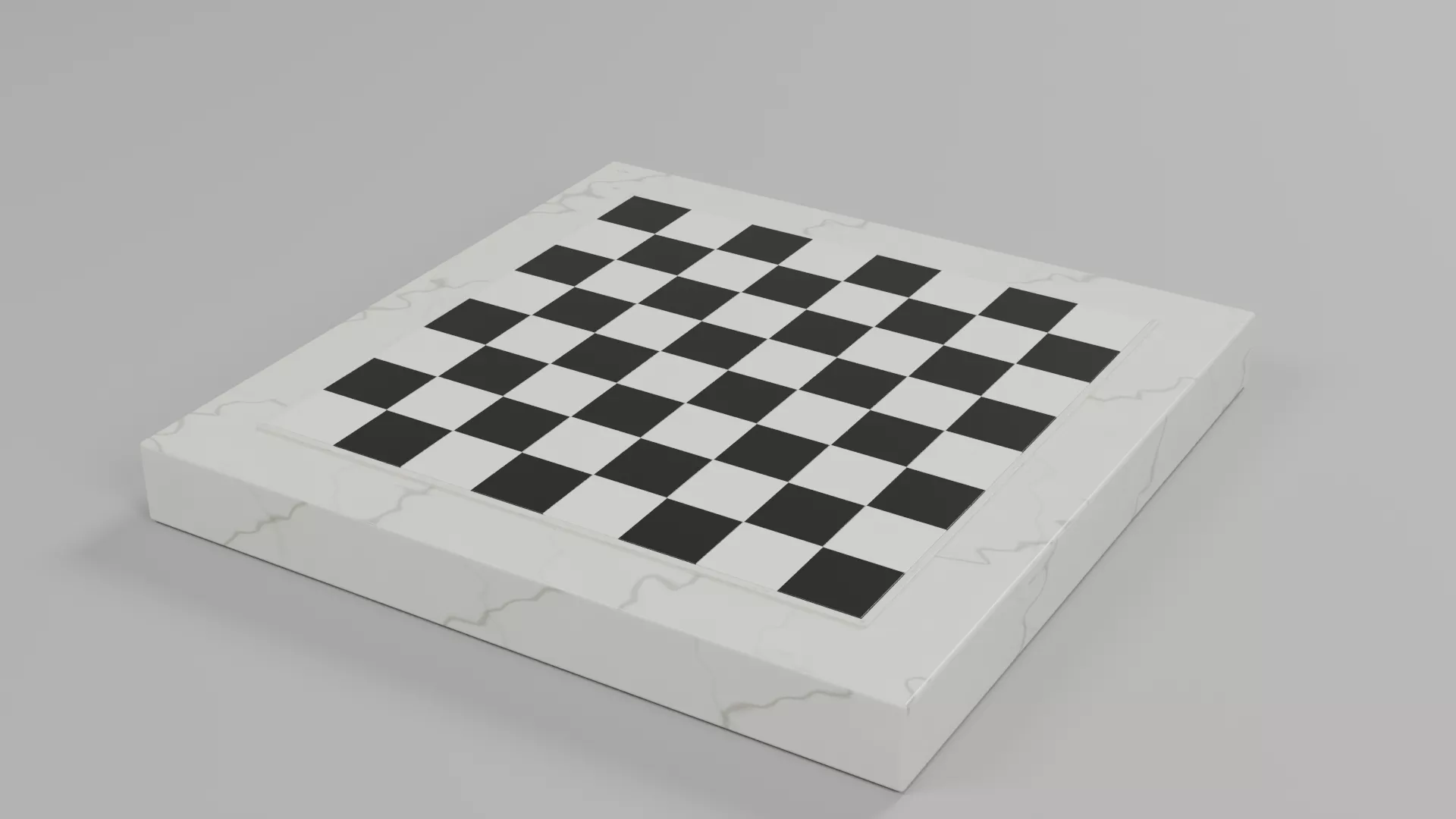 White Square Board with Black Checkered Surface Low-poly 3D model