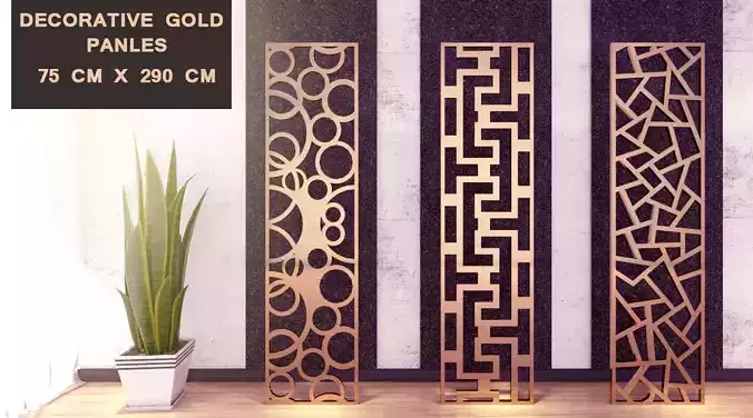 3 Decorative Gold Panels