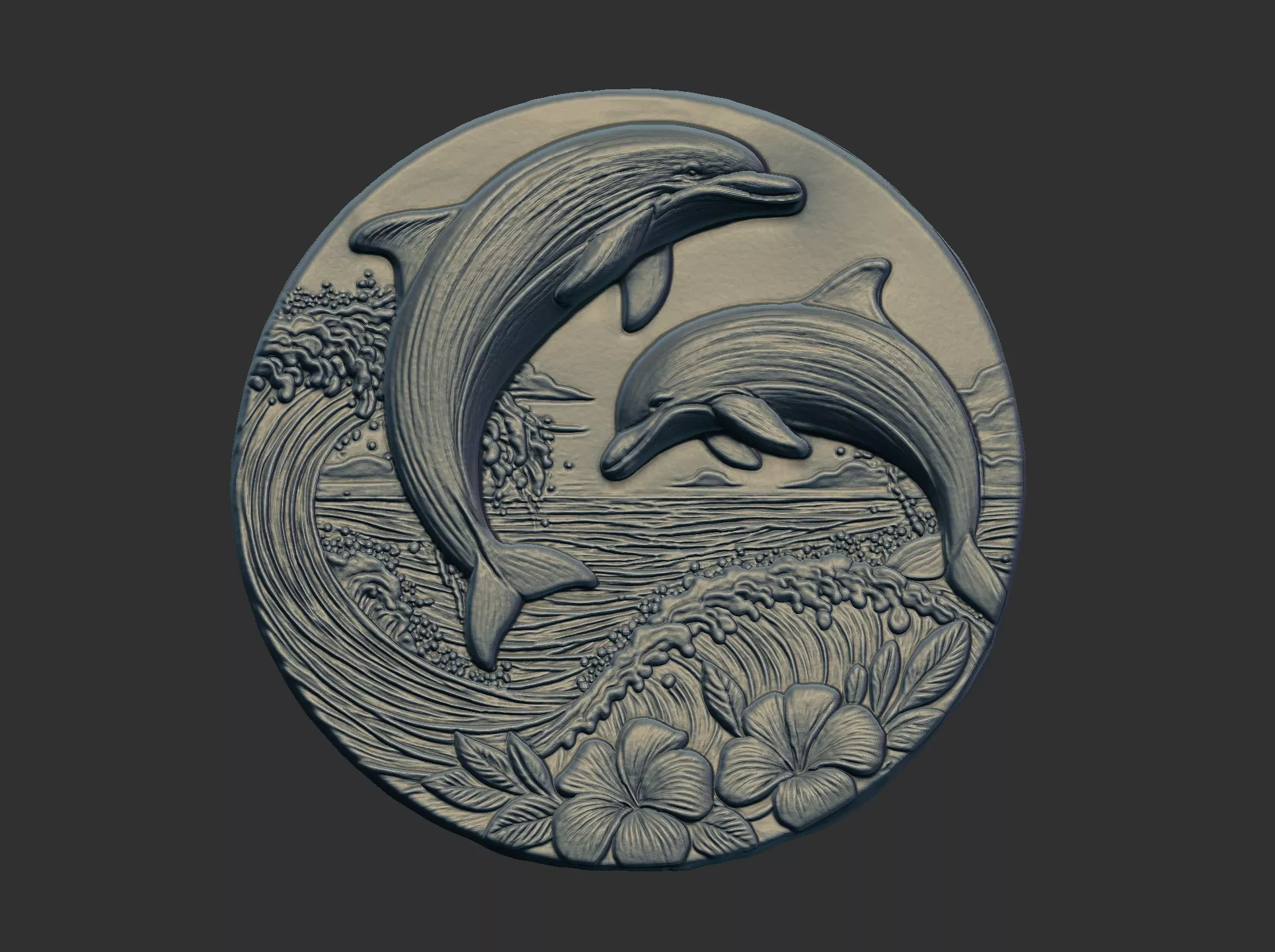 two dolphine cnc wall decor 3D print model