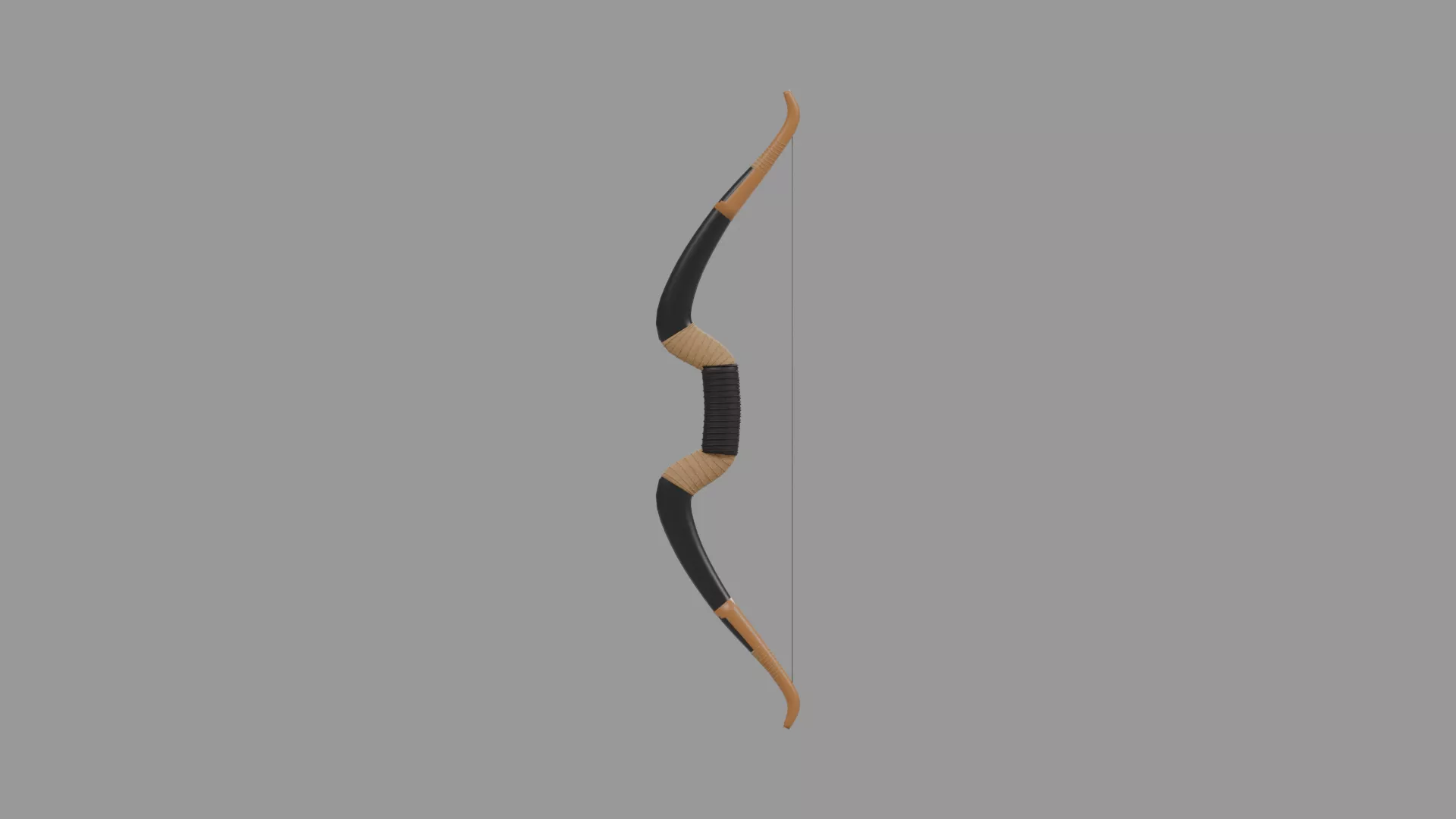 Dark Reinforced Wooden Hunting Bow Low-poly 3D model
