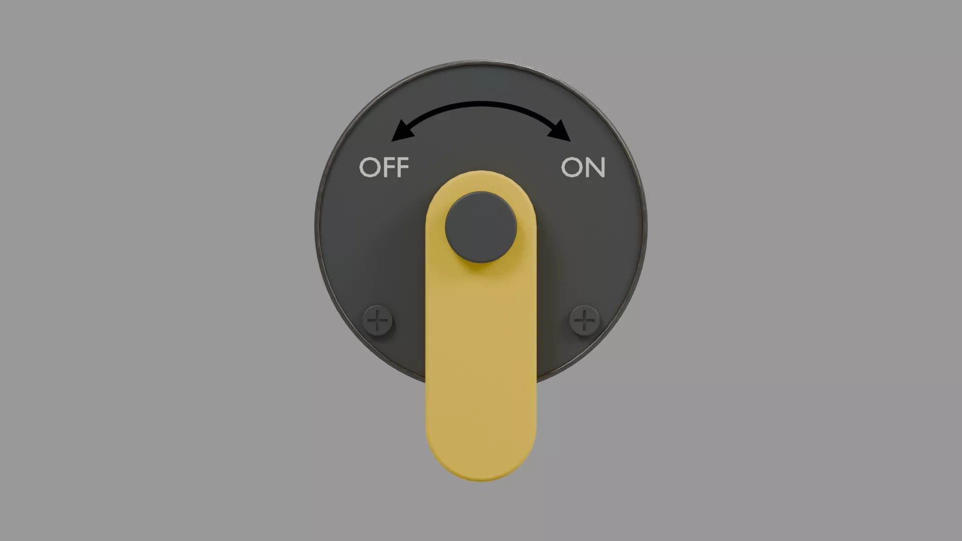 Yellow Lever Power Switch on Round Plate Low-poly 3D model