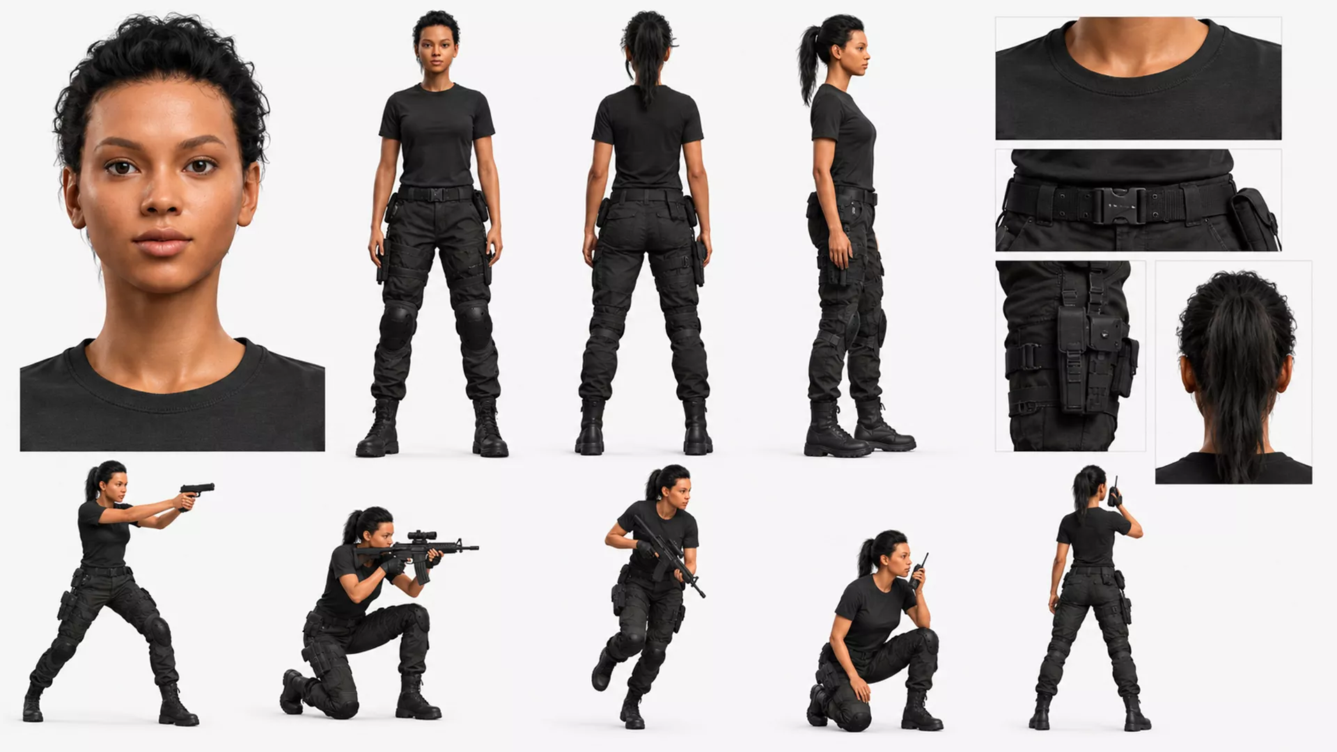 SWAT Female Officer Game Ready Character 3D model