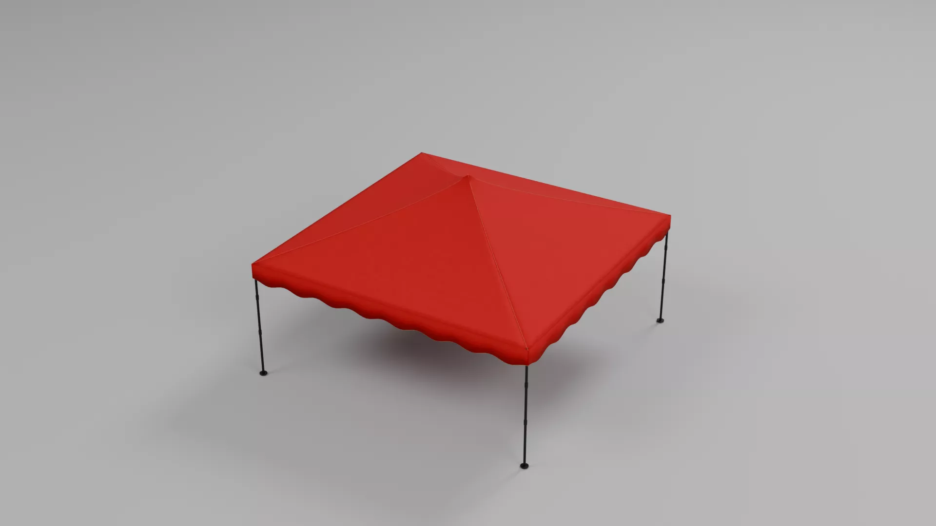Red Event Shelter on Four Metal Legs Low-poly 3D model